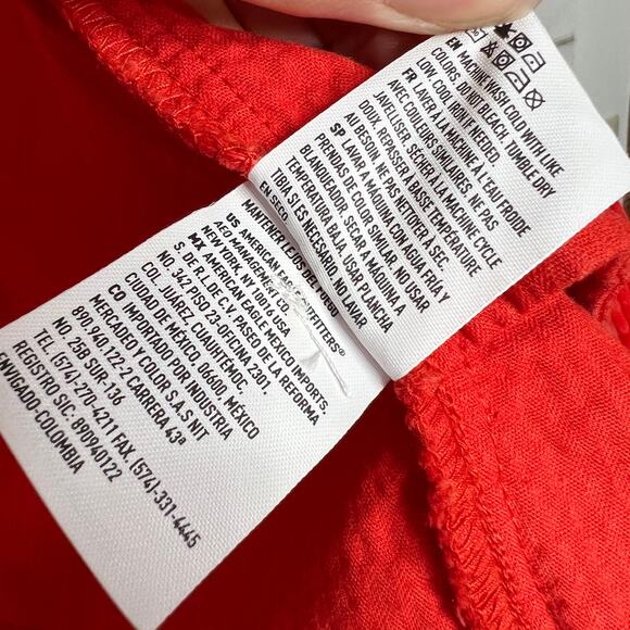 American Eagle Red Corduroy Snap Front Shacket Size Medium - Picture 5 of 9